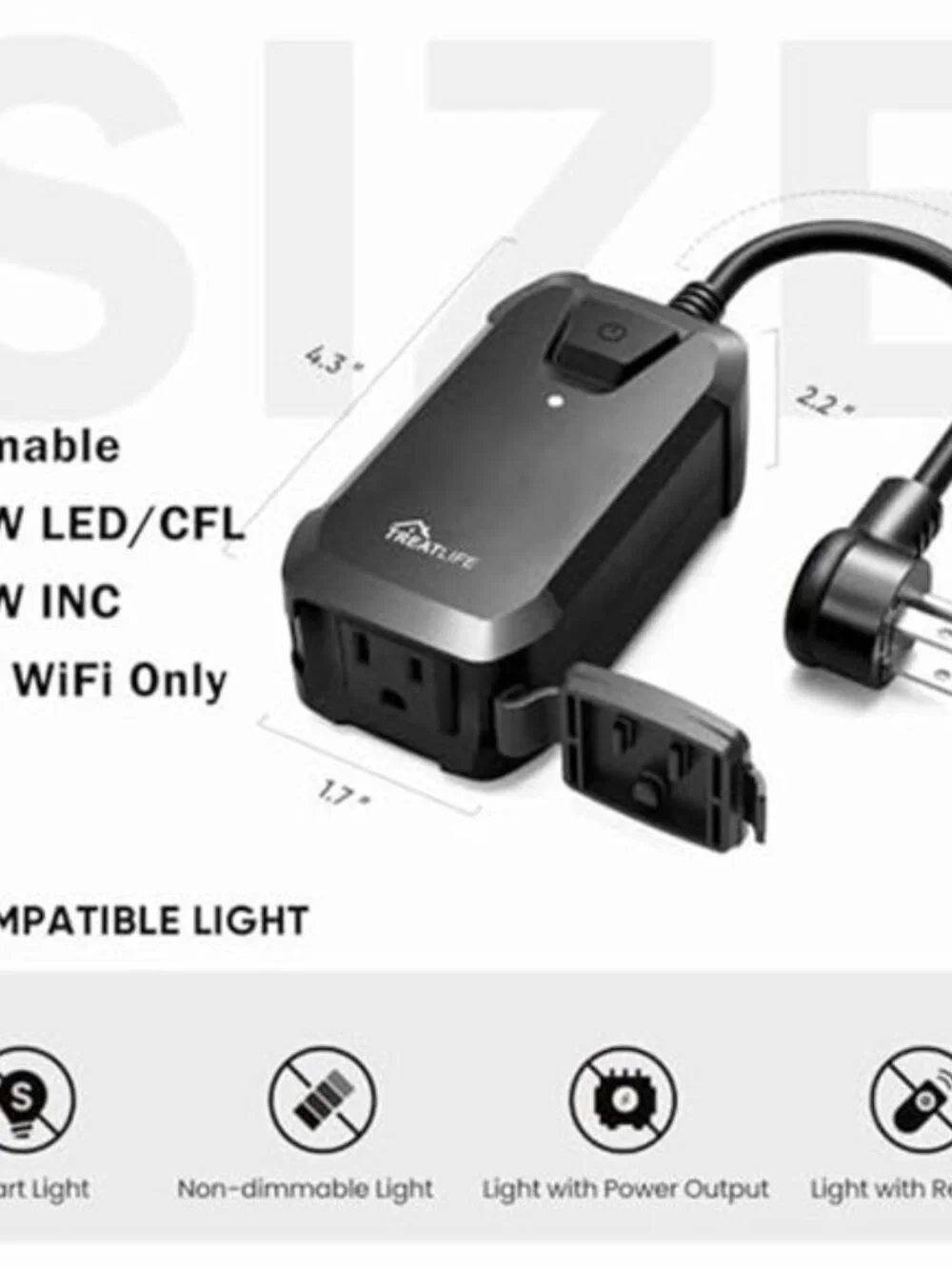 Smart Dimmer Plug Outdoor Smart Plug Works with Alexa and Google Home